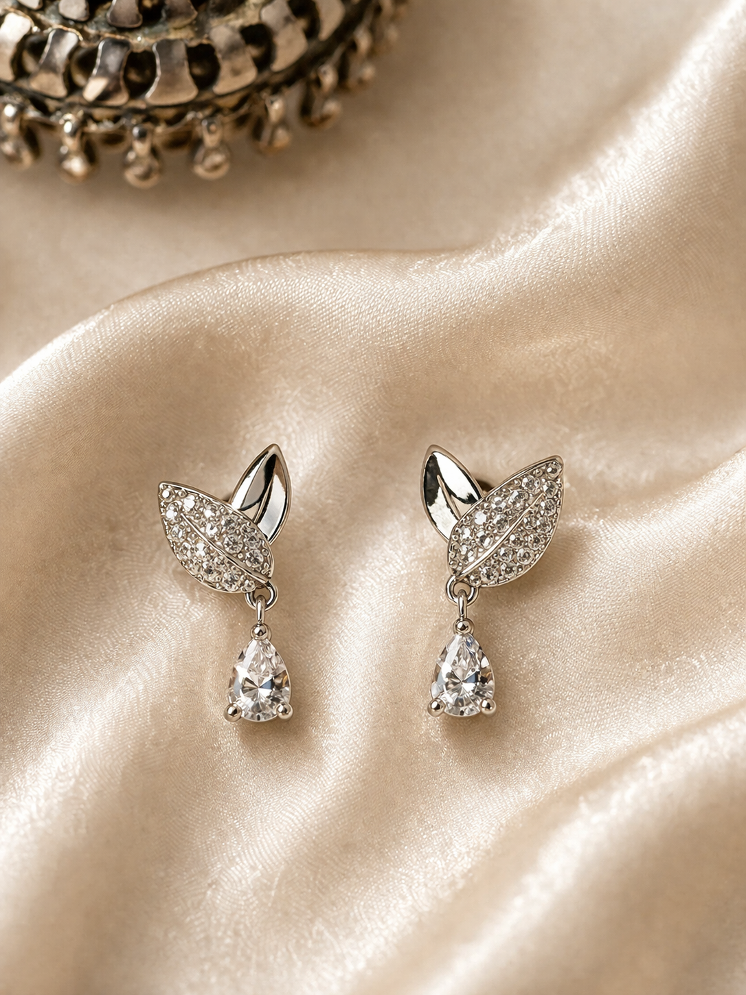 Crystal Leaf Drop Earrings