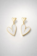 Golden Heart Pearl Drop Earrings