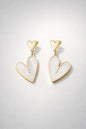 Golden Heart Pearl Drop Earrings