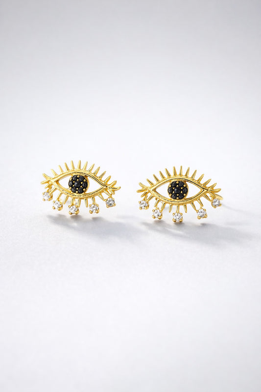 Mystic Eye Gold Stud Earrings