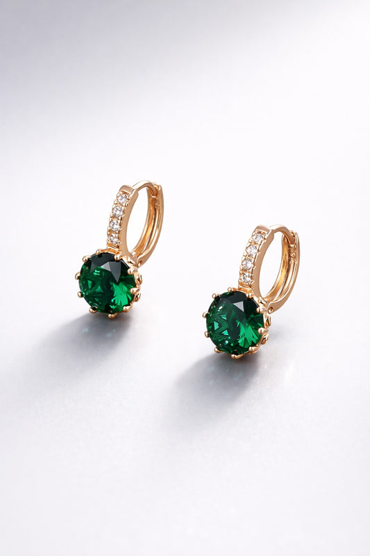 Emerald Glow Hoop Earrings