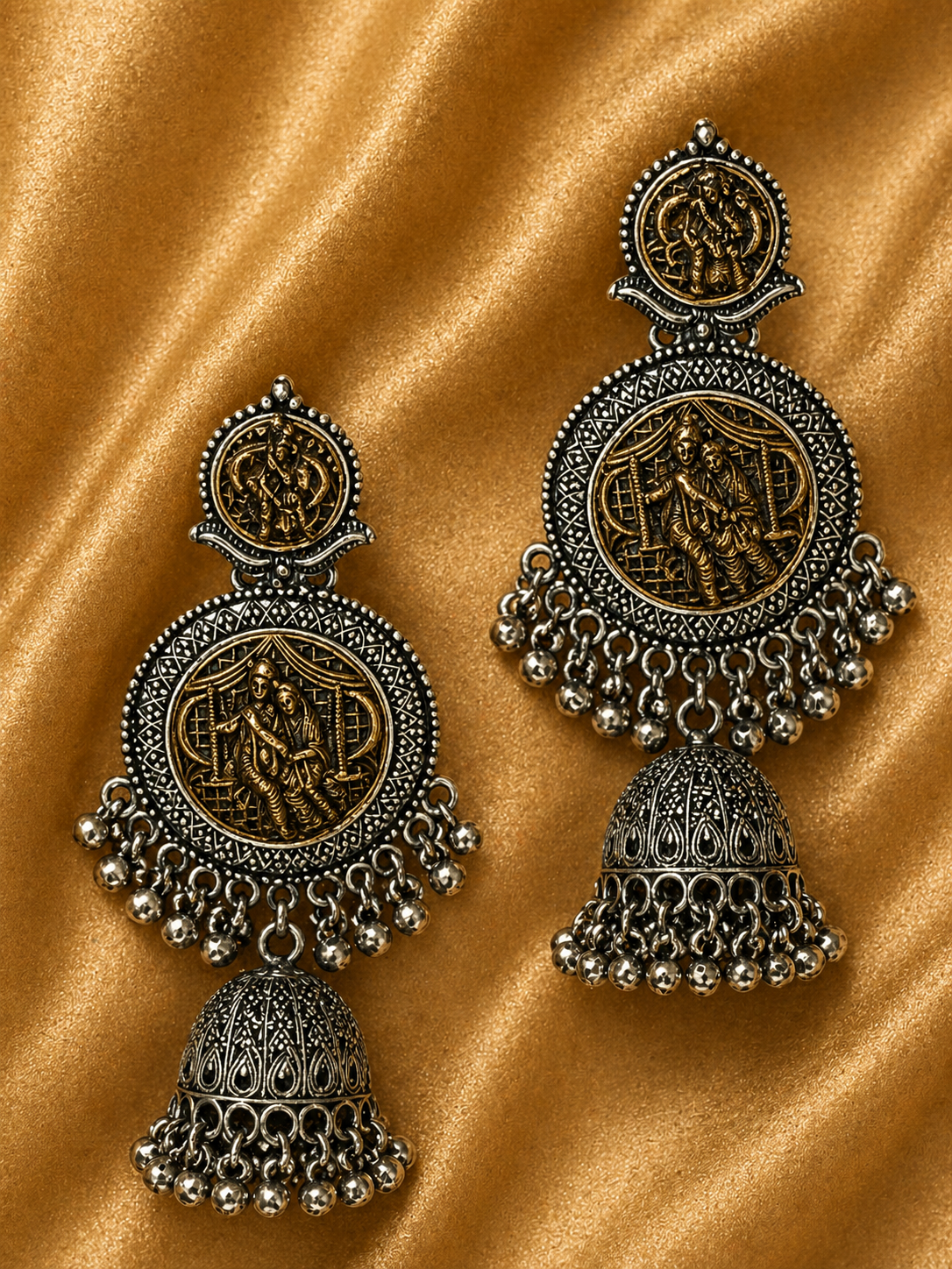 Aarika Temple Medallion Jhumka Earrings