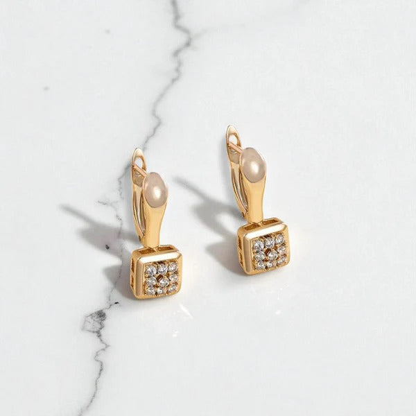 Luxe Cube Drop Gold Earrings