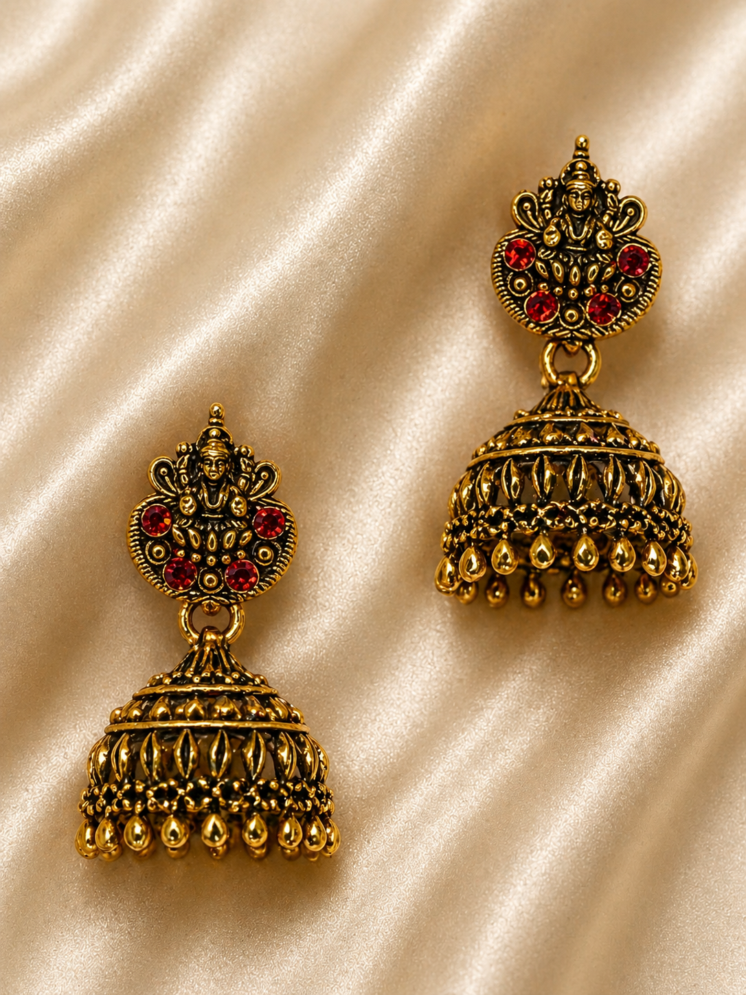 Lakshmi Aura Temple Jhumka Earrings