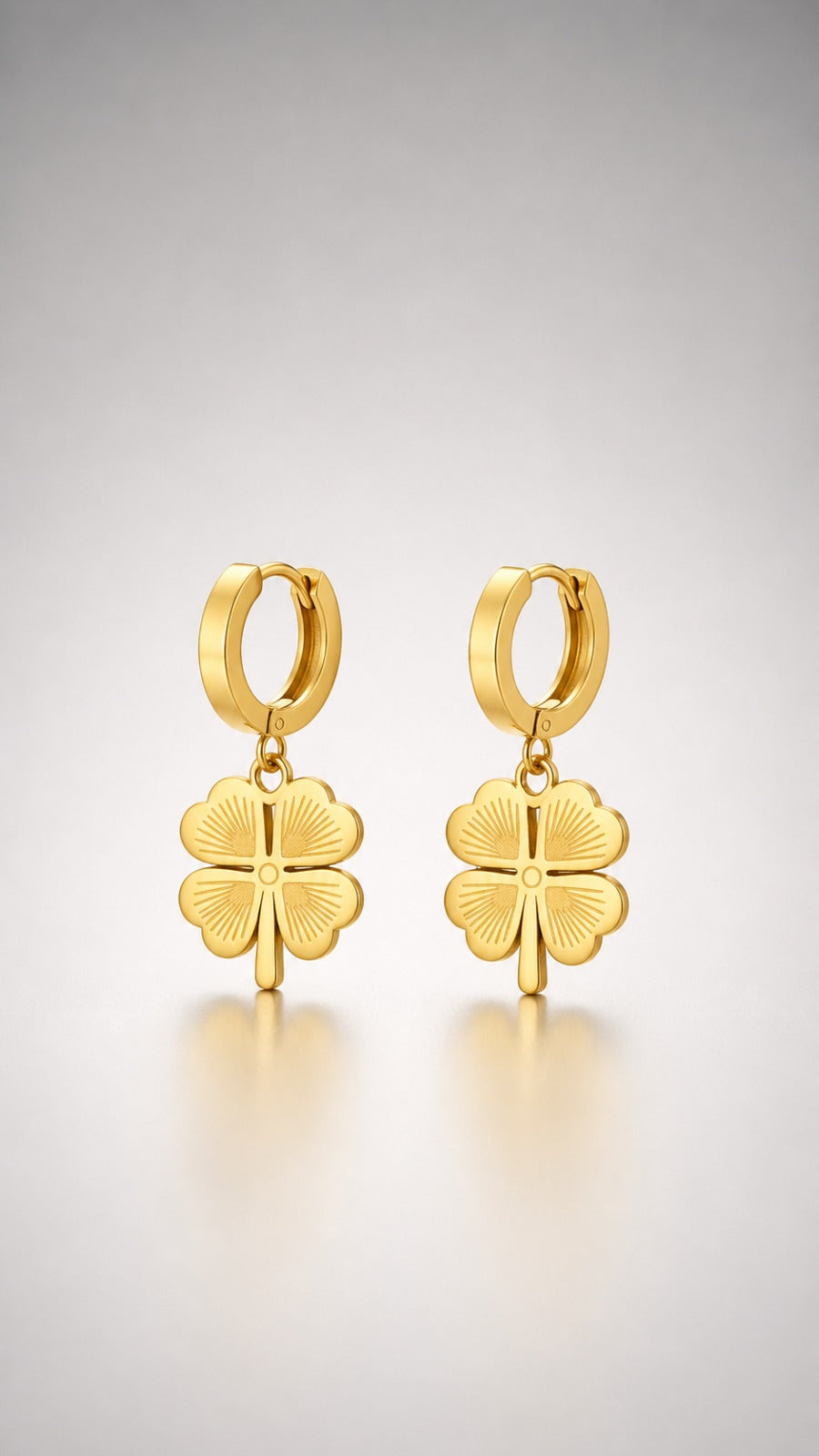 Golden Clover Charm Hoop Earrings