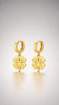 Golden Clover Charm Hoop Earrings