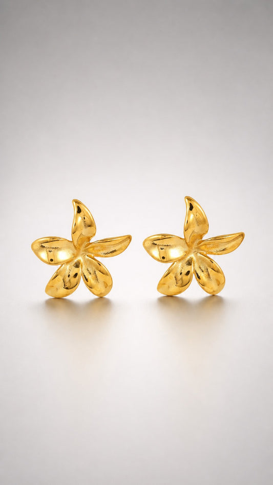 Molten Bloom Gold Stud Earrings