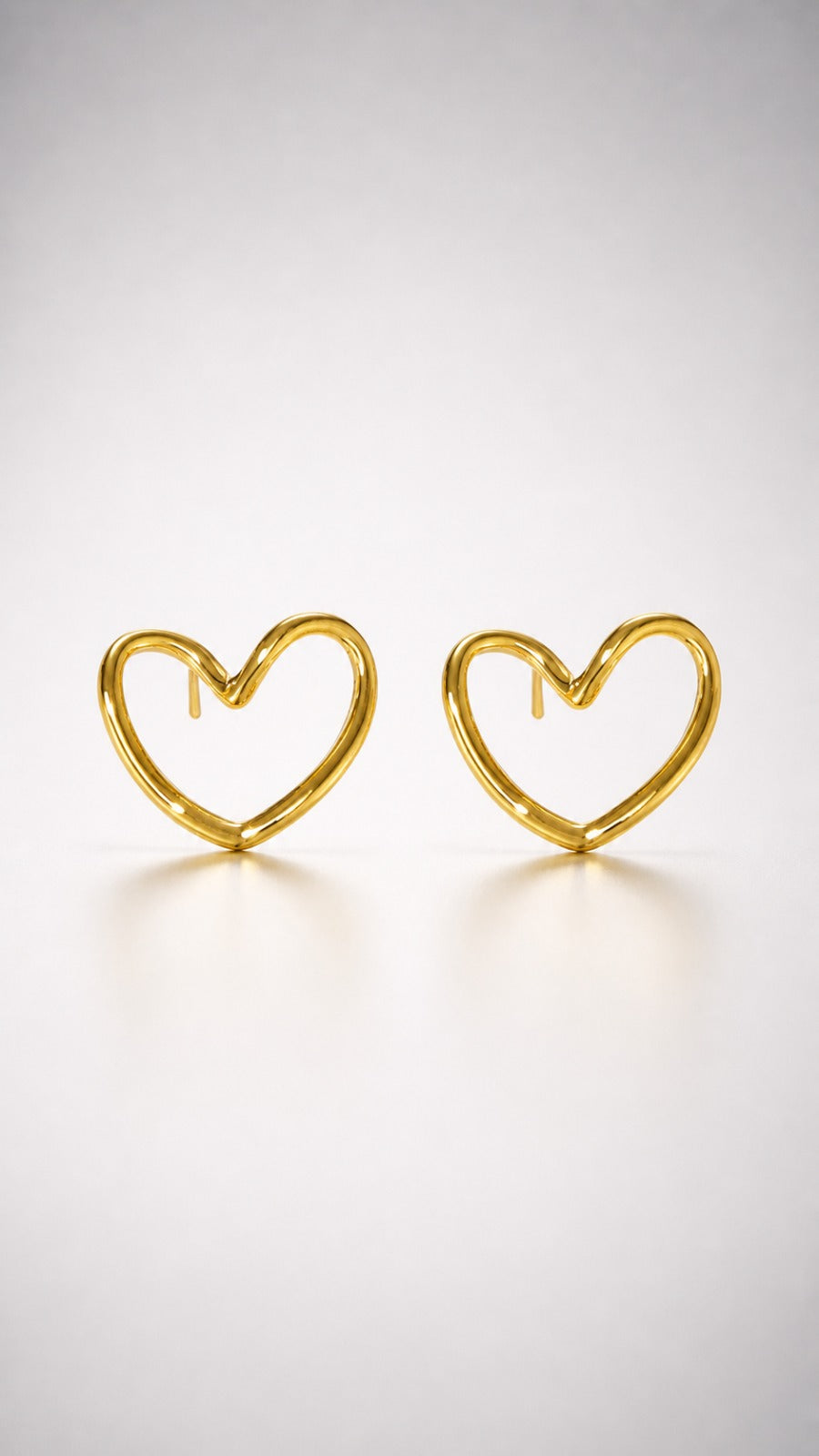 Open Heart Gold Stud Earrings