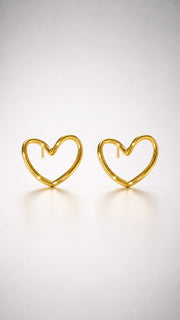 Open Heart Gold Stud Earrings