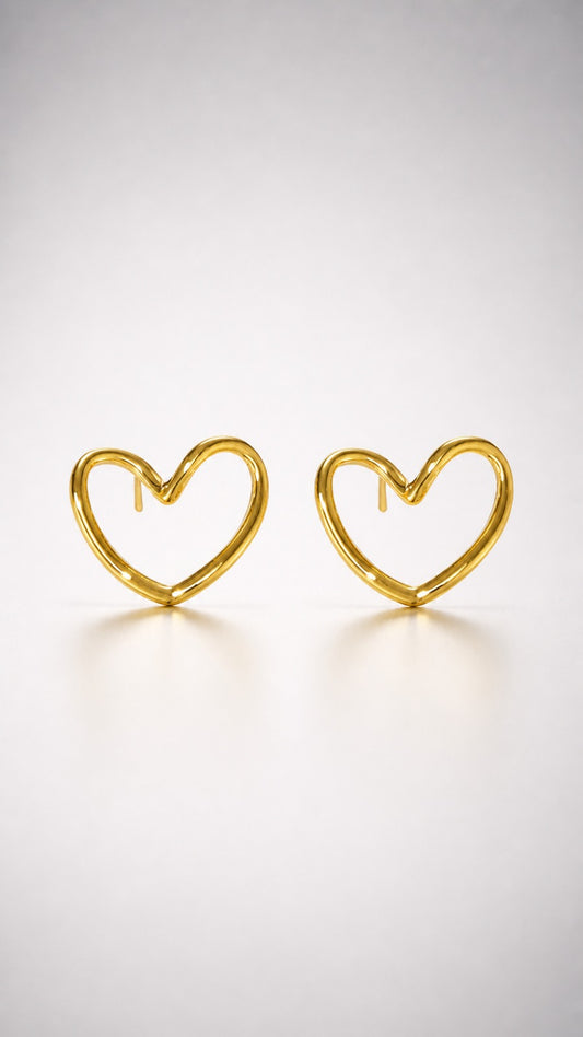 Open Heart Gold Stud Earrings
