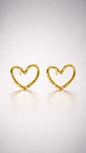 Open Heart Gold Stud Earrings