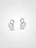 Swan Pearl Sculpt Stud Earrings