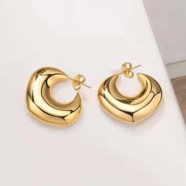 Molten Curve Gold Hoop Earrings