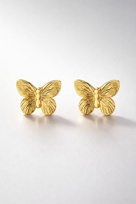 Golden Flutter Textured Stud Earrings