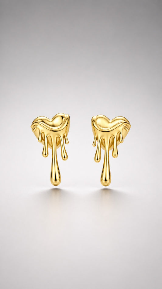 Molten Drip Gold Stud Earrings