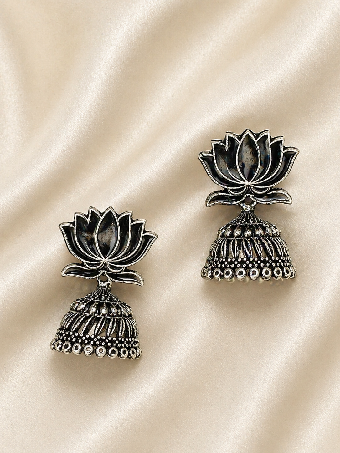 Nysa Lotus Dome Jhumka Earrings