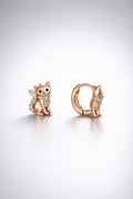Kitty Charm Rose Gold Hoop Earrings