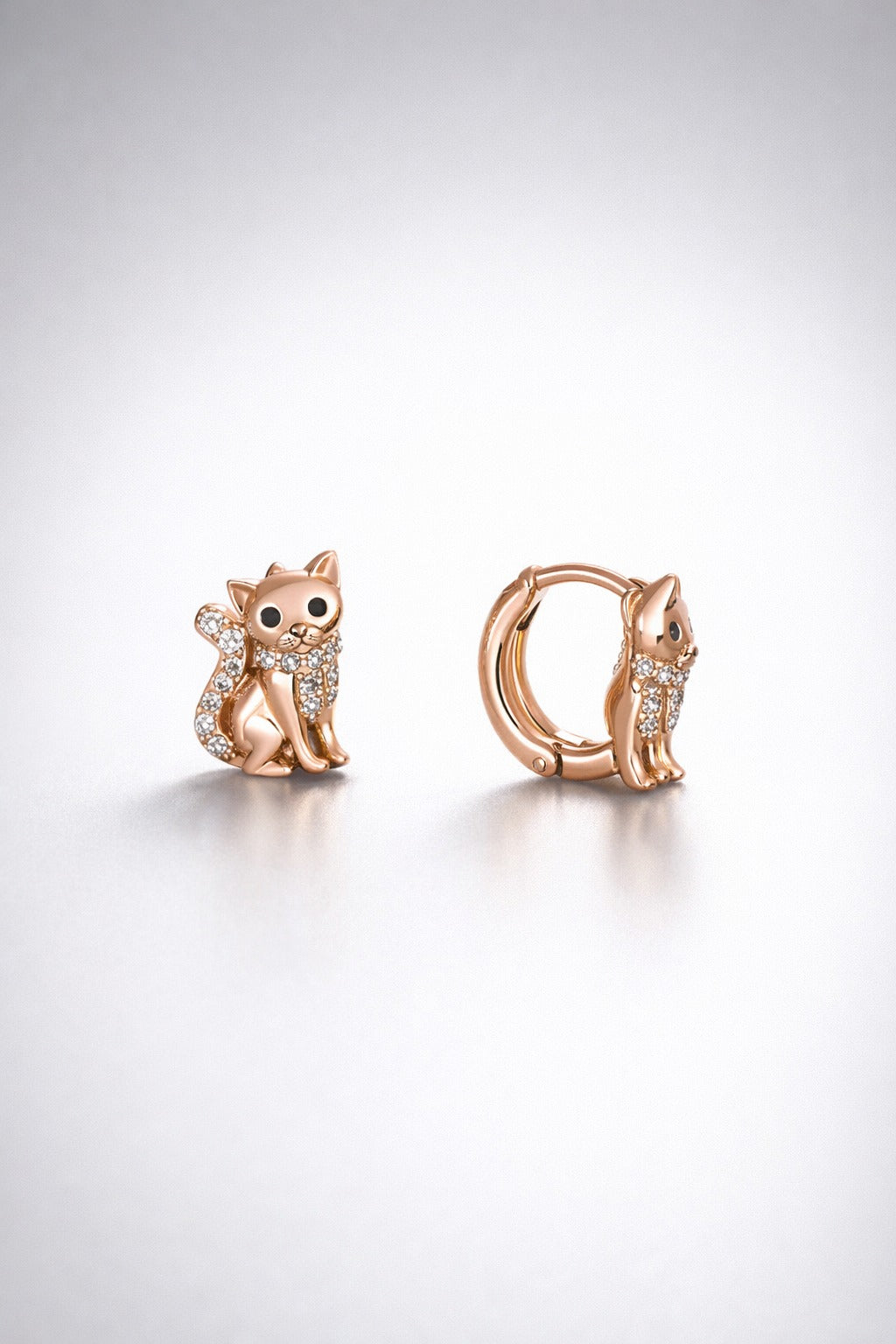 Kitty Charm Rose Gold Hoop Earrings