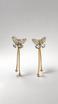 Crystal Butterfly Tassel Drop Earrings