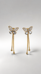 Crystal Butterfly Tassel Drop Earrings