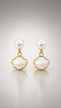 Pearl Seashell Drop Earrings