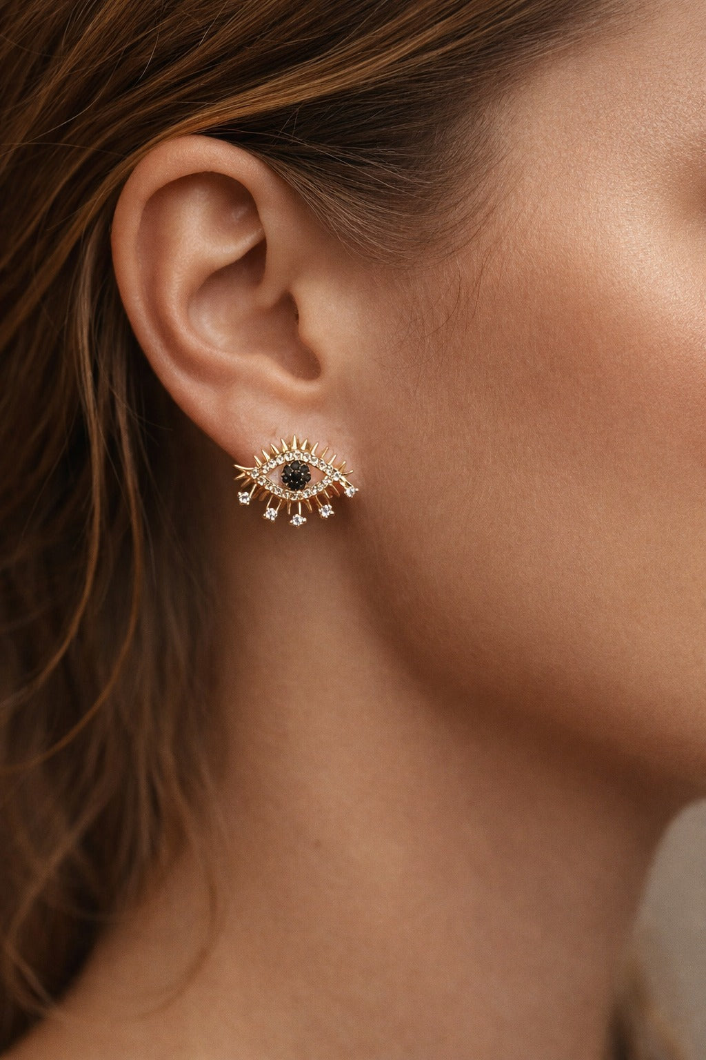 Mystic Eye Gold Stud Earrings