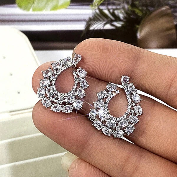 Crystal Cascade Teardrop Stud Earrings