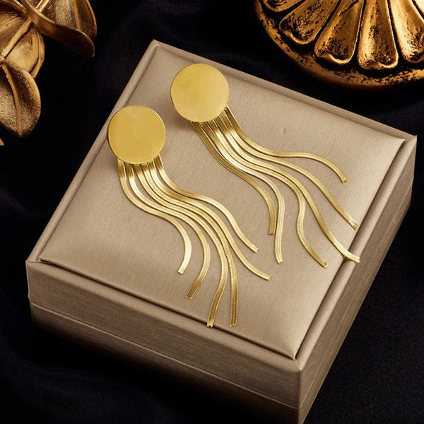 Golden Cascade Fringe Earrings