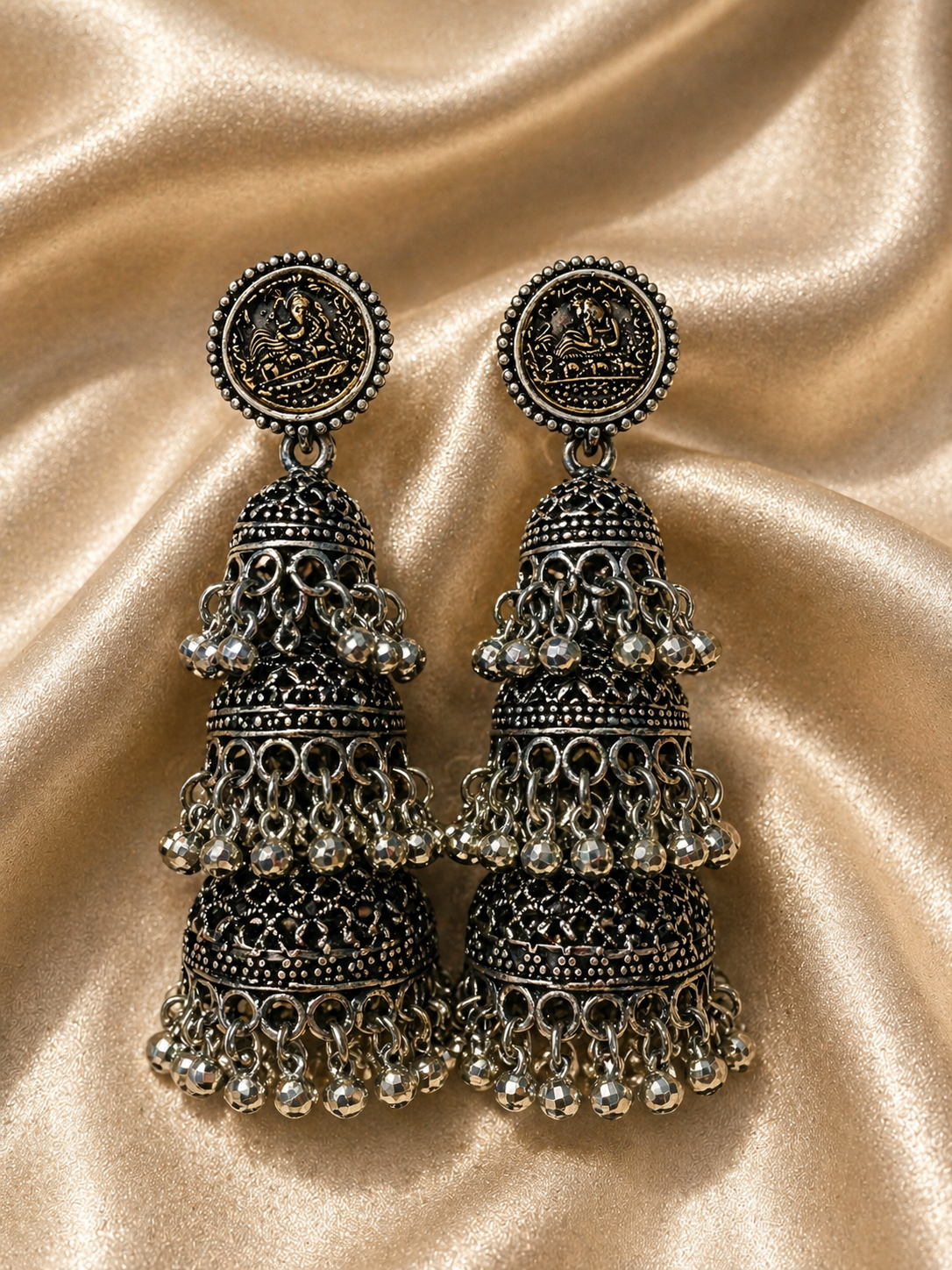 Rajsi Tiered Temple Jhumka Earrings