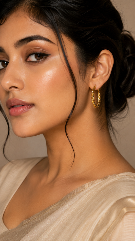Twisted Rope Gold Hoop Earrings