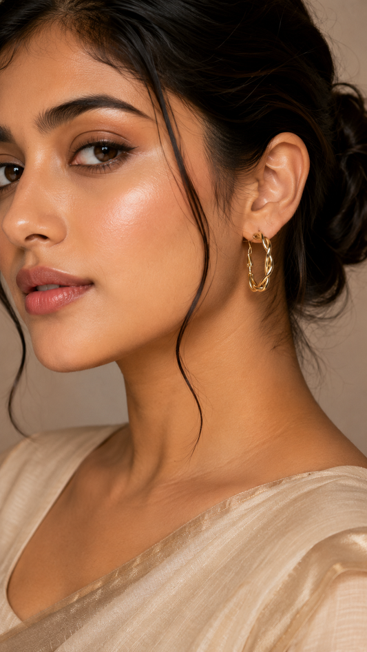 Golden Wave Intertwined Hoop Earrings