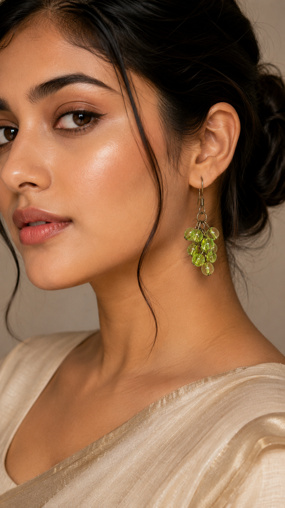 Lime Cascade Beaded Drop Earrings