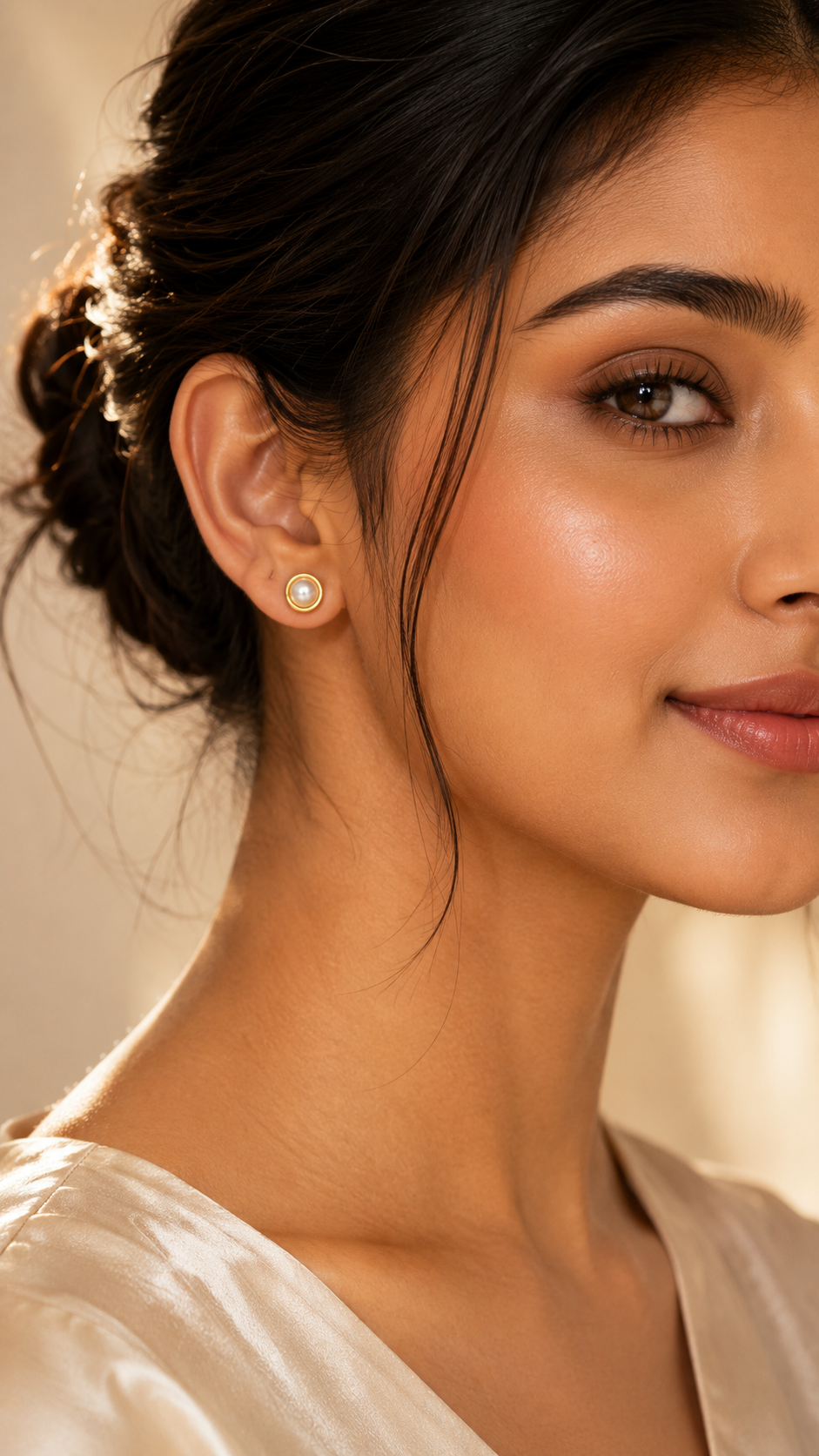 Classic Pearl Gold Stud Earrings