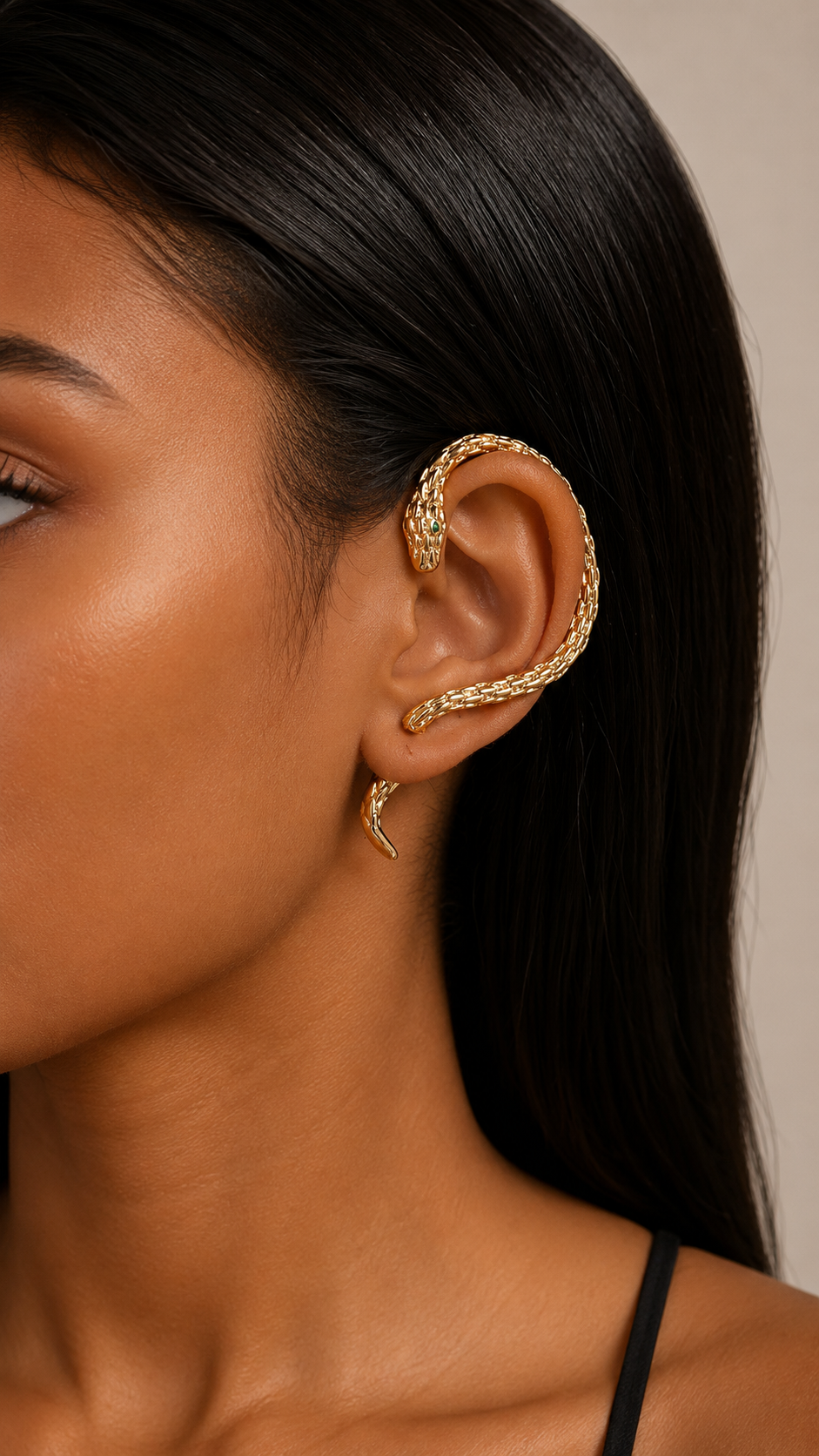 Golden Serpent Wrap Ear Cuff