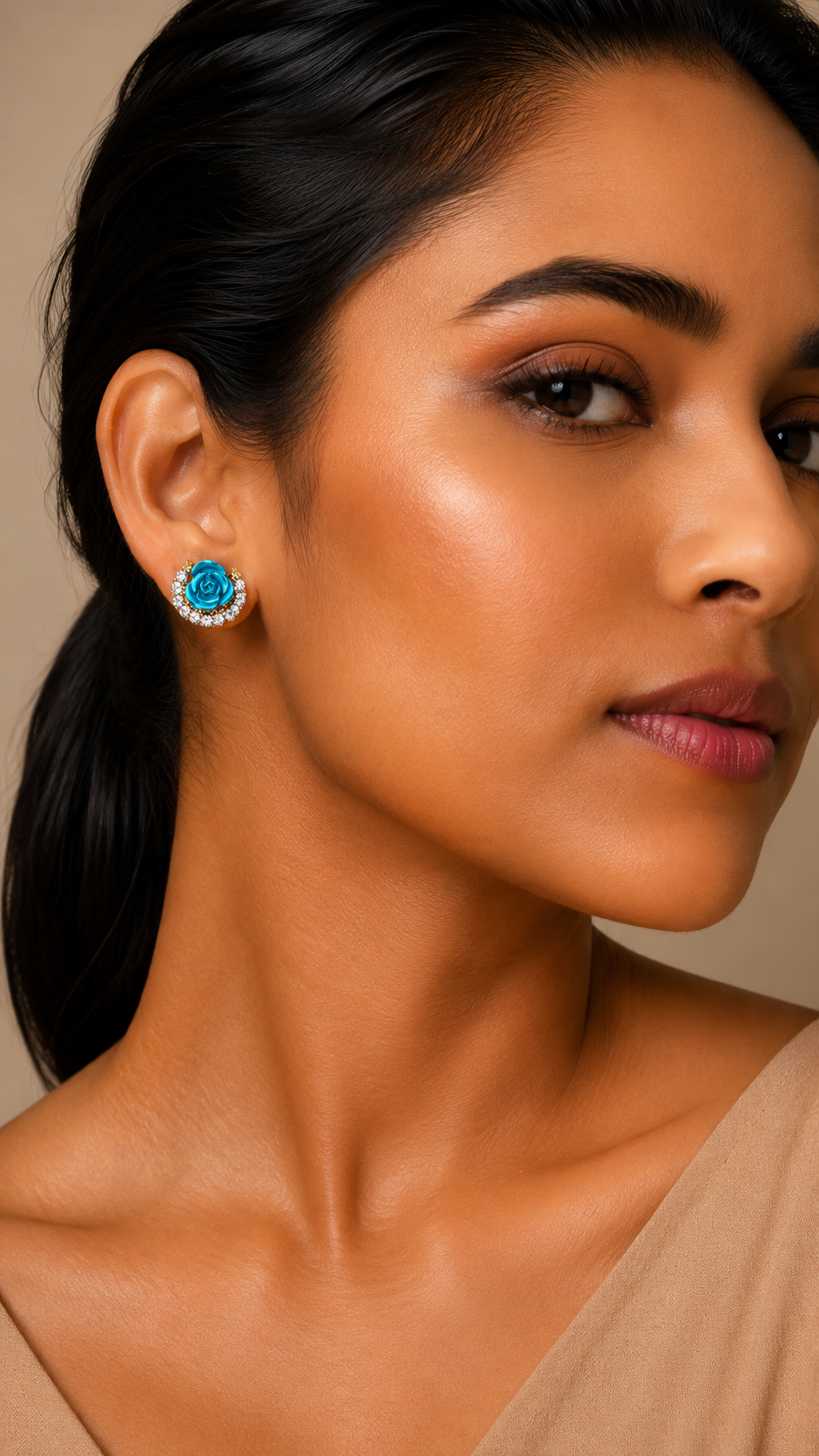 Azure Bloom Crystal Stud Earrings