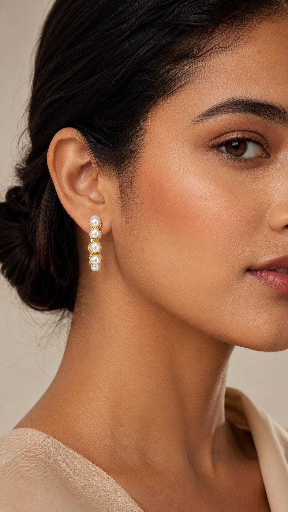 Pearl Blossom Embellished Hoop Earrings