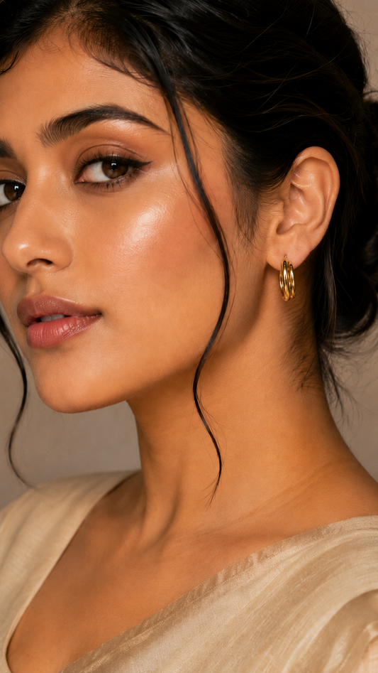 Double Curve Gold Hoop Earrings