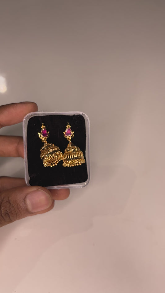 Ruby Teardrop Rope Jhumkas