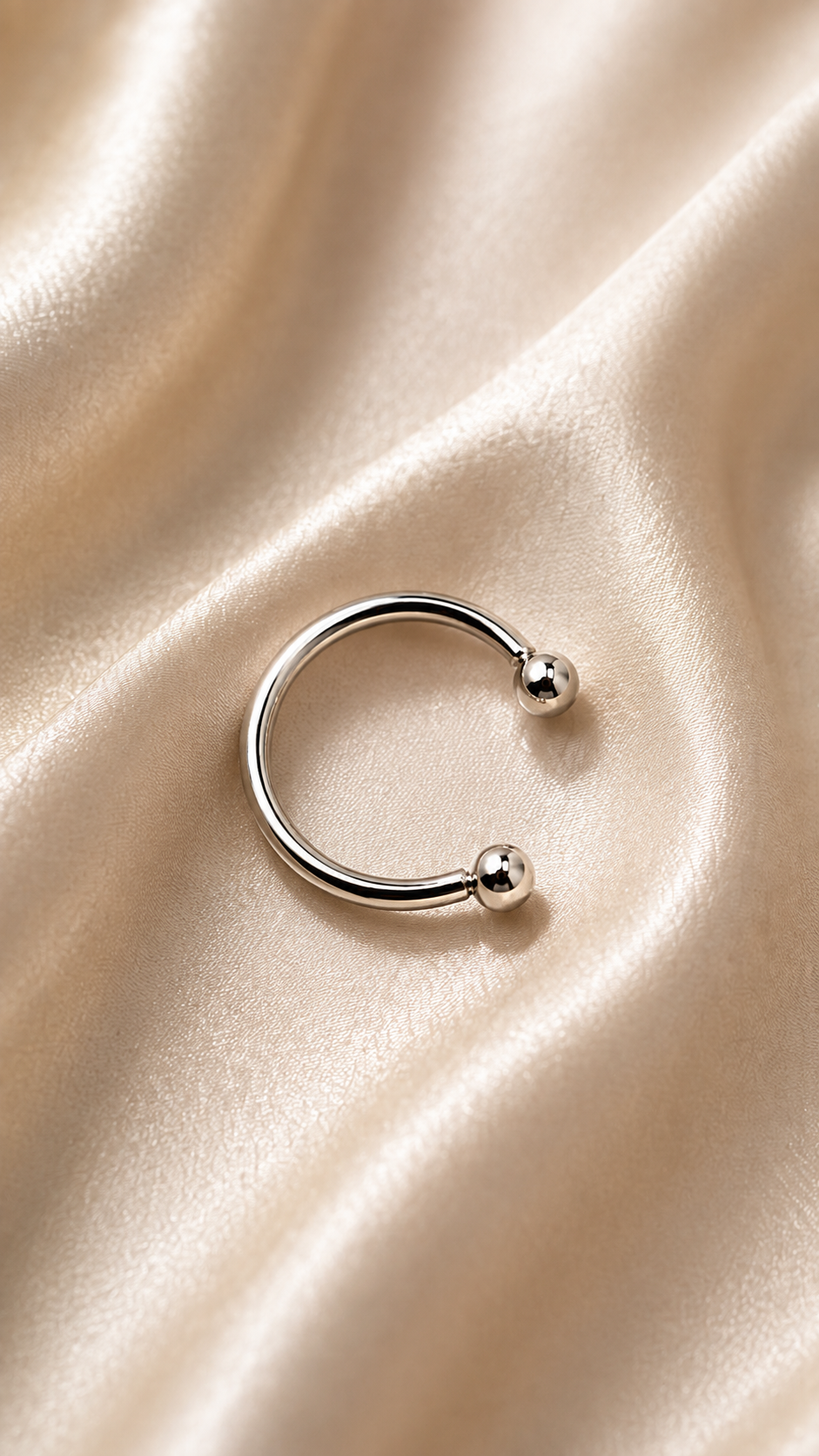 Minimal Silver Ball Cuff Earring