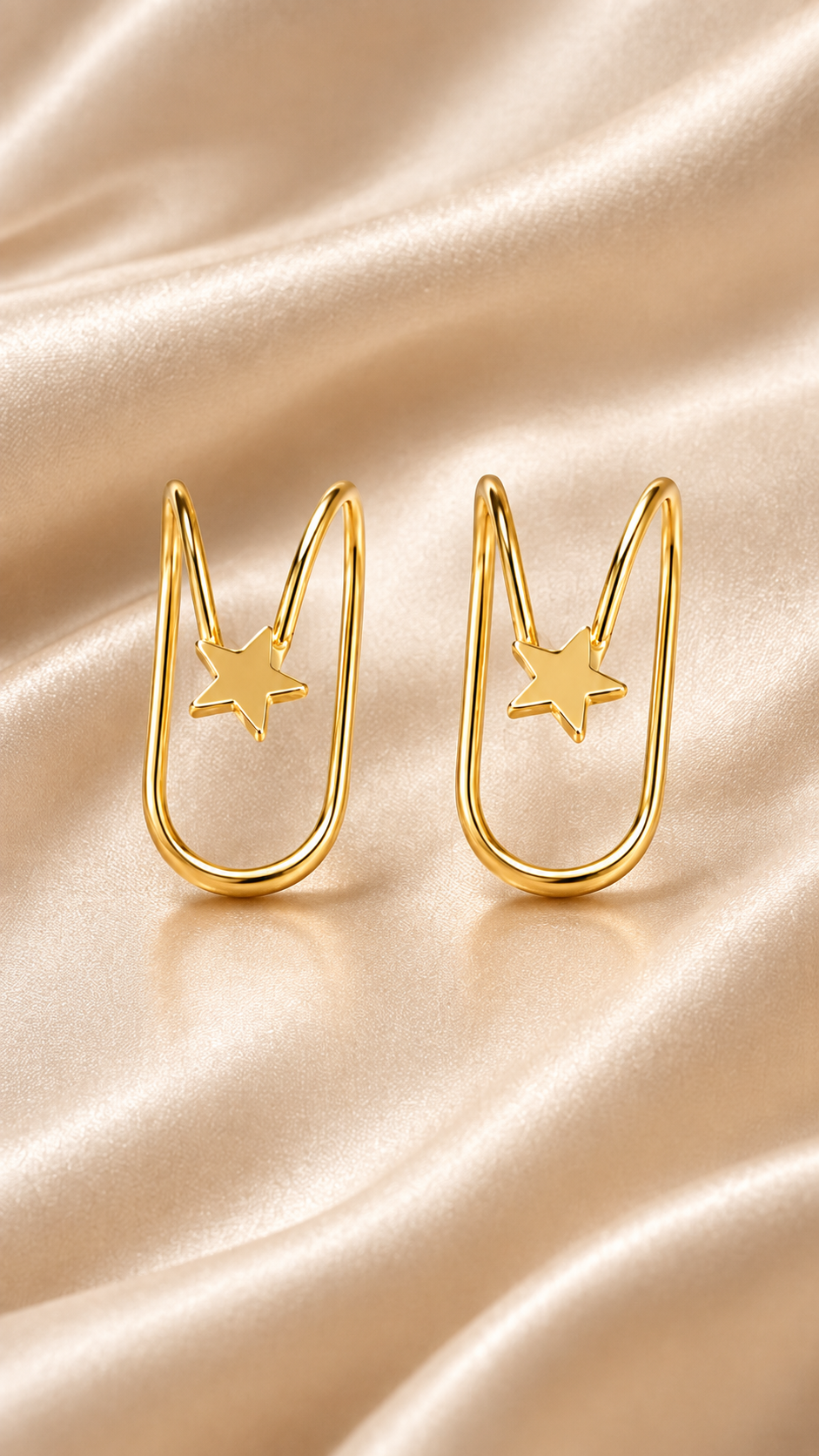 Star Loop Gold Drop Earrings