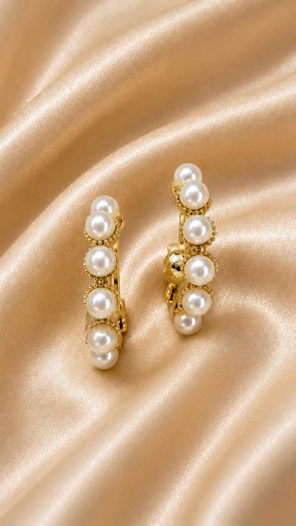 Pearl Blossom Embellished Hoop Earrings