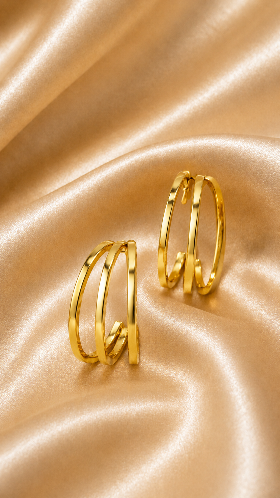 Triple Arc Gold Hoop Earrings
