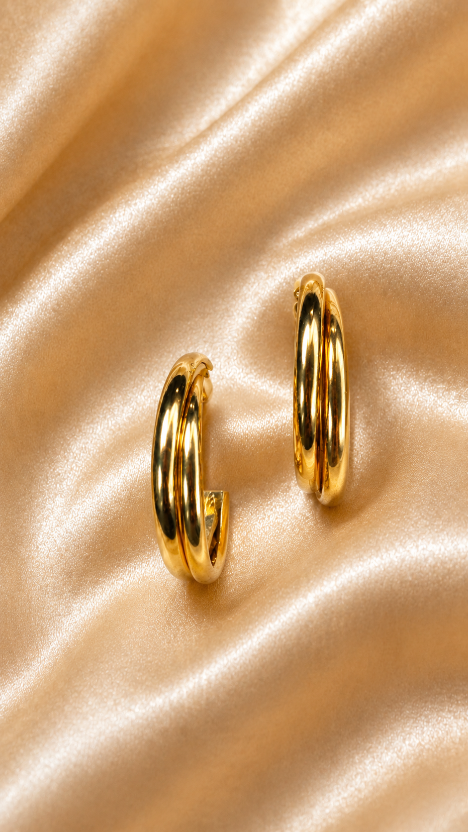 Double Curve Gold Hoop Earrings