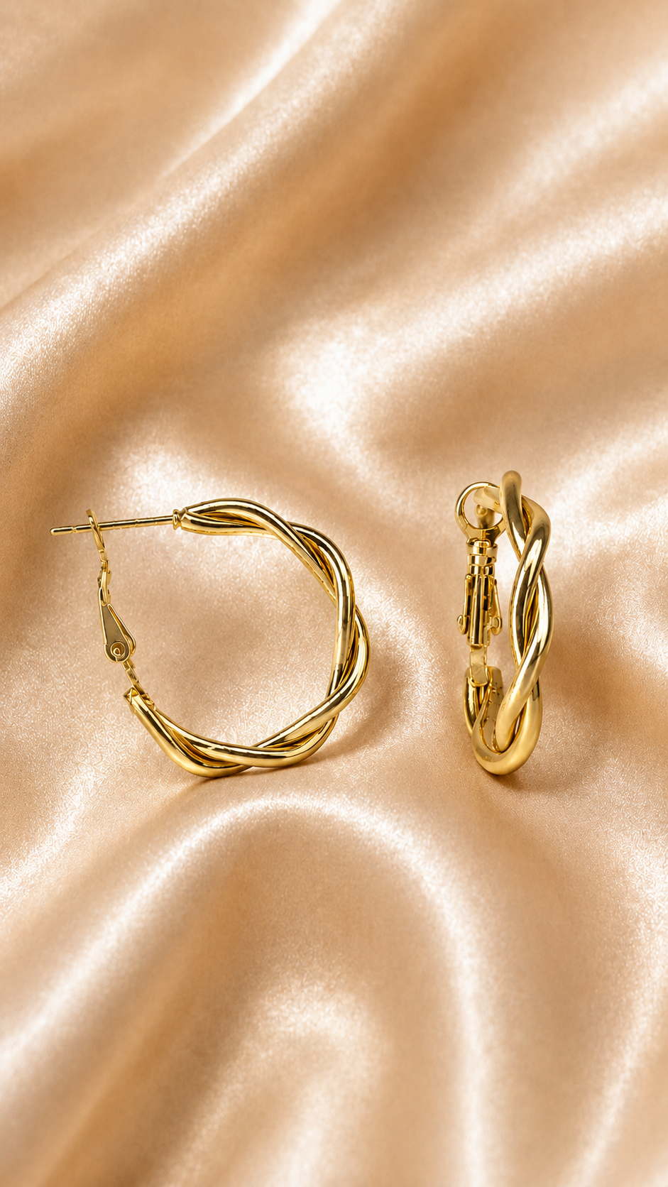 Golden Wave Intertwined Hoop Earrings