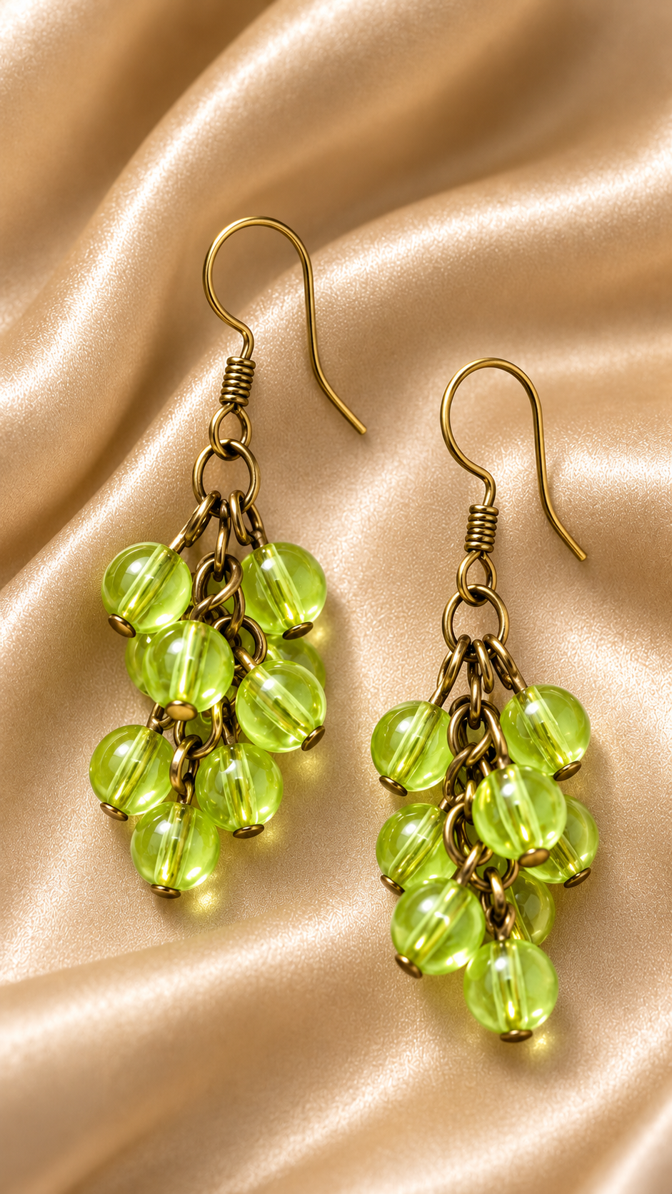 Lime Cascade Beaded Drop Earrings