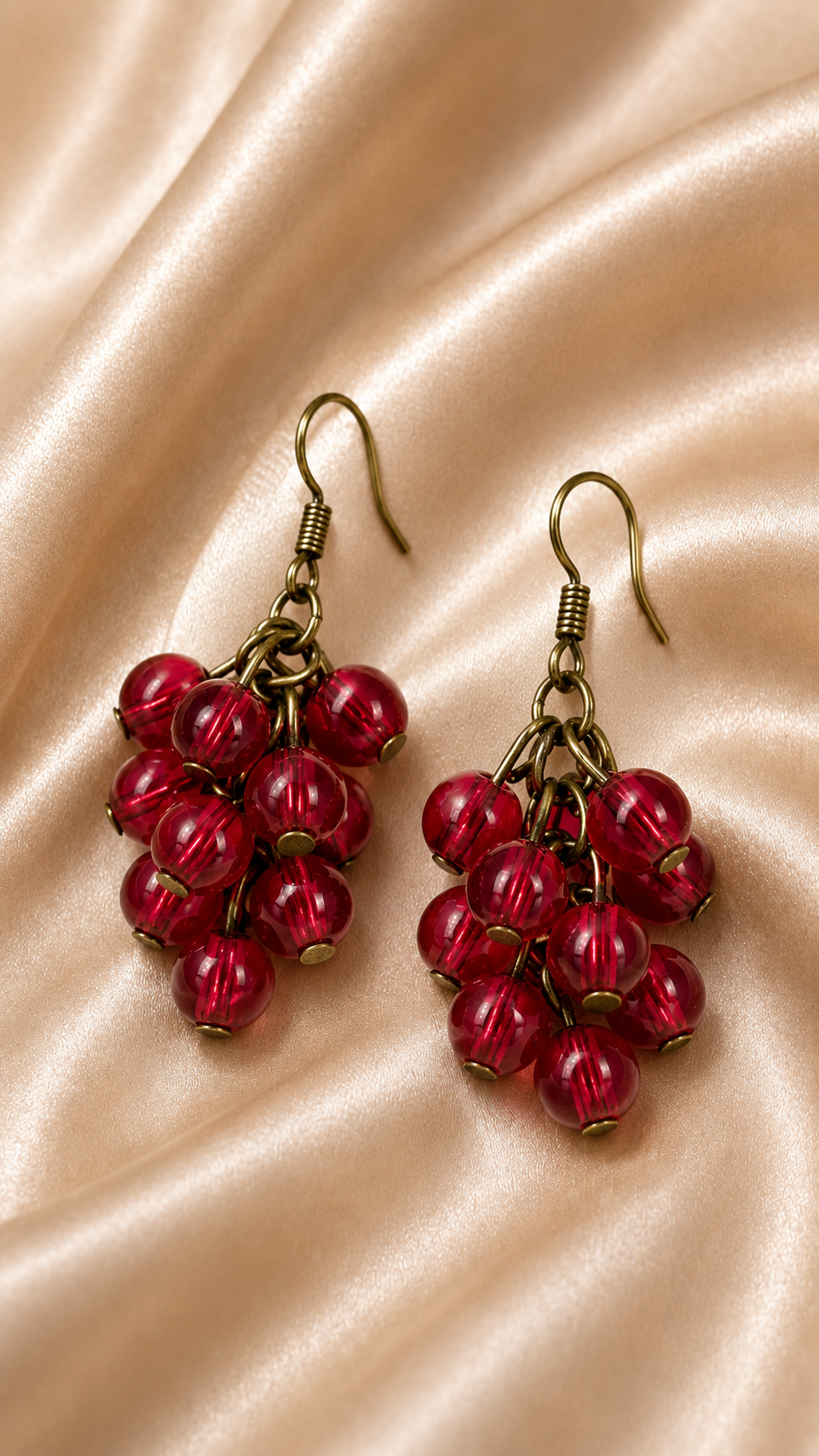Red Grape Cascade Beaded Earrings