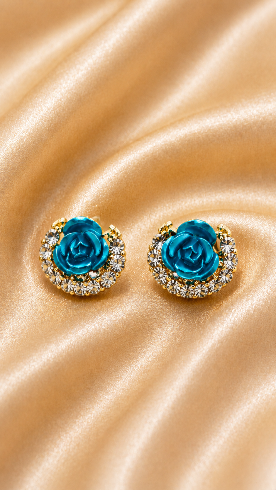 Azure Bloom Crystal Stud Earrings