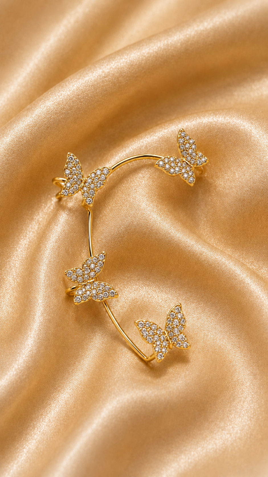 Golden Butterfly Crystal Ear Cuff