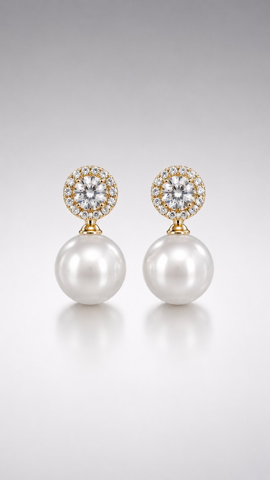 Pearl Radiance Halo Drop Earrings