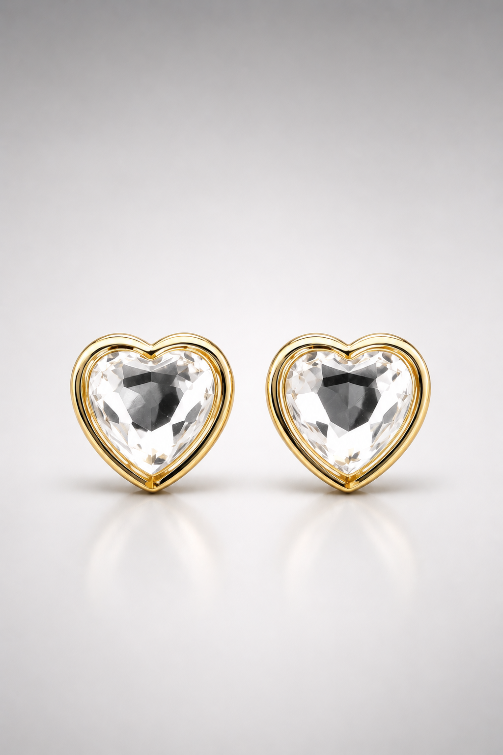 Radiant Crystal Heart Stud Earrings